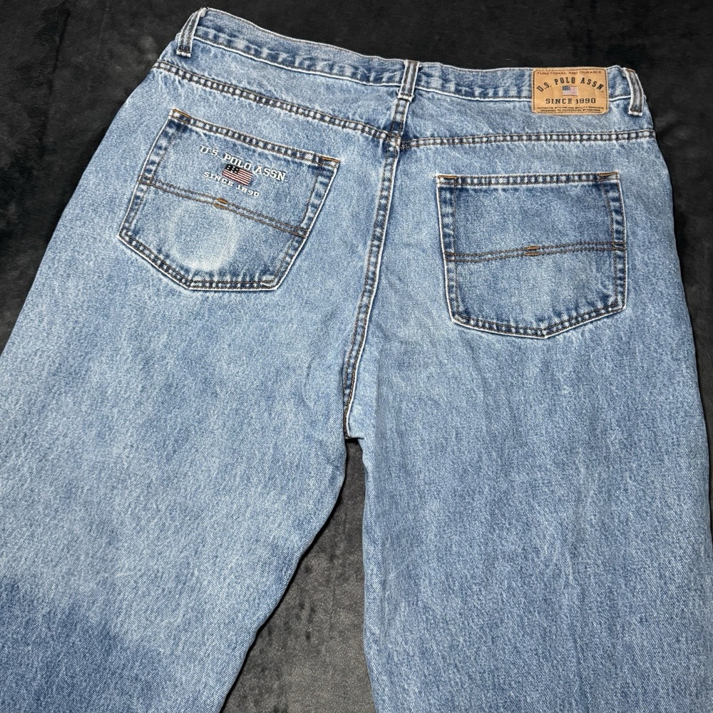 Vintage US Polo Assn Jeans Mens‎ 36X32 Blue Baggy Loose Skater Flag Hip Hop Y2K